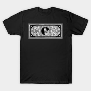 Elegant Lamassu Decoration on Black and White T-Shirt